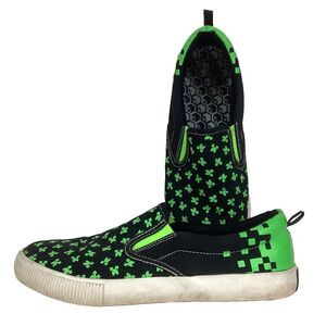 Mojang Minecraft Creeper Shoes - Men's Sz 6 - Black & Green - Low Sneakers